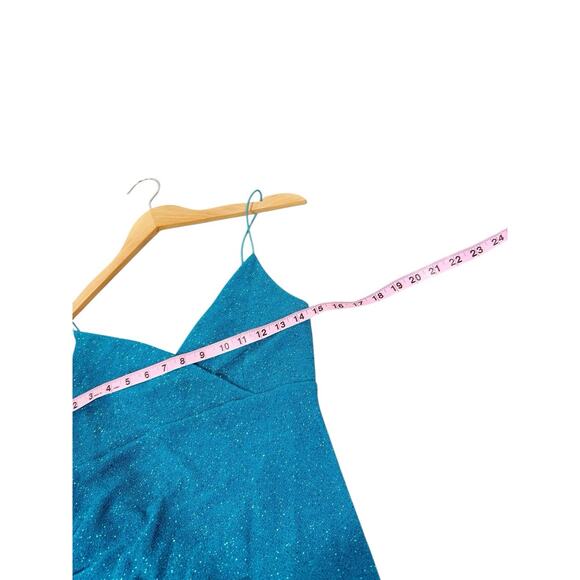 A Fortiori Maurice’s Y2K Open Back Prom Dress Evening Gown Turquoise Sparkle M - Picture 9 of 9